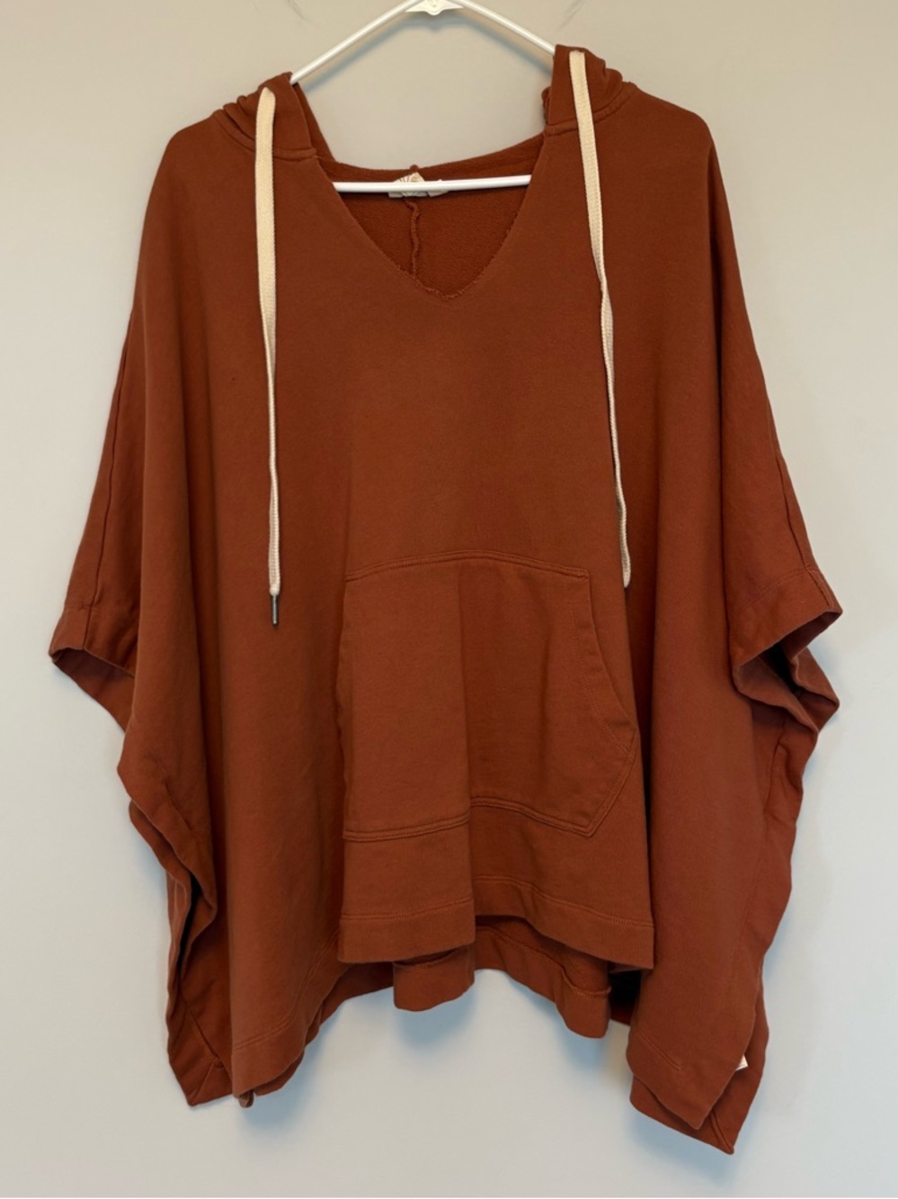 White Crow Oversized Sweatshirt Short Sleeve Poncho Orange Hooded XS/S